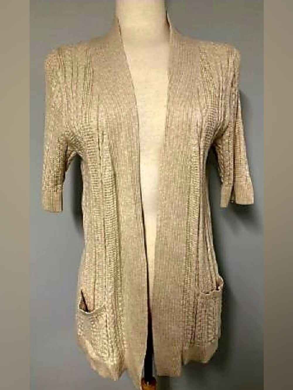 Croft & Barrow Open-Front Mid-Sleeve Ribbed Kimono